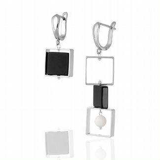 Серьги асимметричные с ониксом