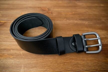 Ремень Мужской Кожаный 45 мм Широкий Черный крс