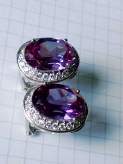Серьги александрит иск бриллианты Большие)