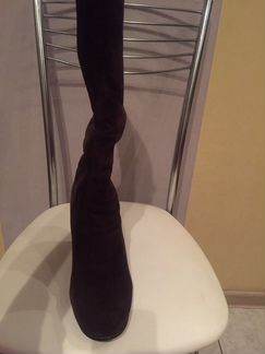 Сапоги женские зимние коричневые на каблуке