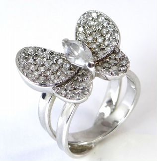 Серебряное кольцо 925 пробы, бабочка
